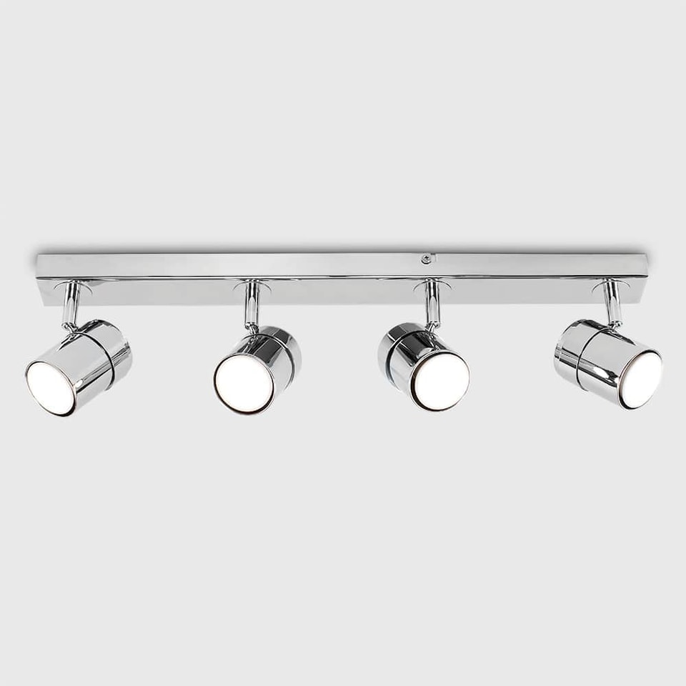 image 1 of ValueLights Rosie 4 Way Silver Ceiling Spotlight Bar and Cool White Bulbs