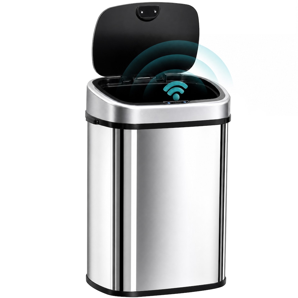 image 1 of HOMCOM Sensor Dustbin Touchless Trash Can Automatic Stainless Steel 48L | Chrome | 1
