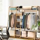 image 3 of Living and Home Trapezoid Bamboo Garment Rack with Tiered Storage Shelves | Brown