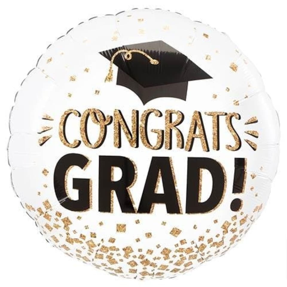 image 1 of Congrats Grad Gold Glitter Graduation Helium Foil Giant Balloon 71cm / 28 in Gold