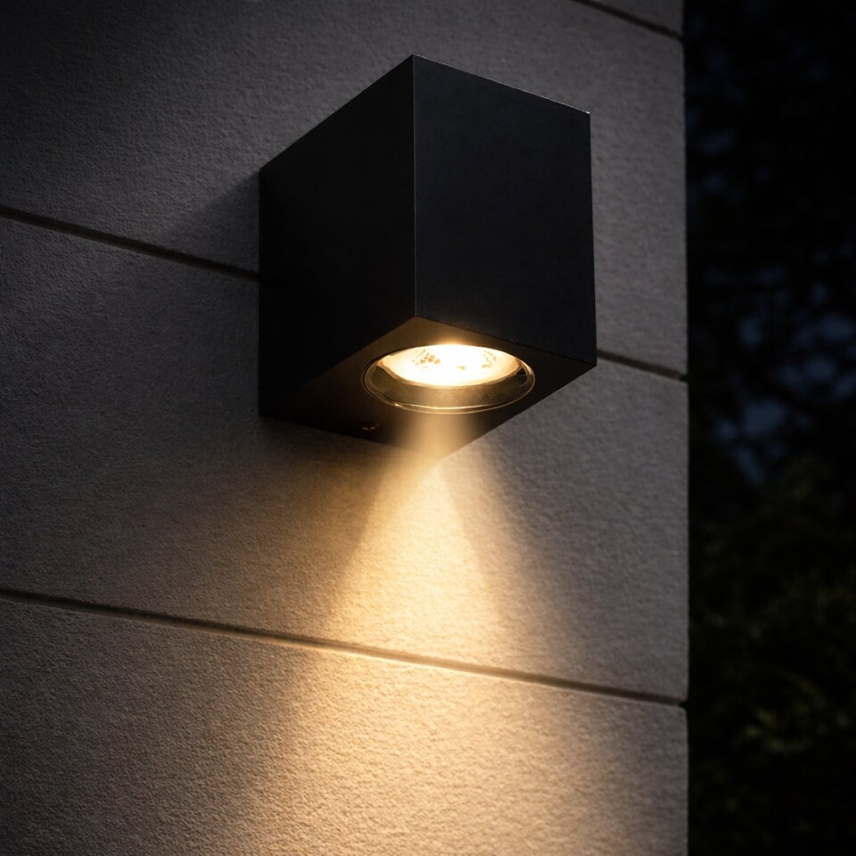 image 1 of CGC Lighting Eileen Black Outdoor Rectangle Wall Spotlight GU10 | Black | Black