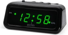 Acctim Cory 0.6 inch LED Display USB-C Smart Connector Digital Alarm Clock | Black | Black/Green