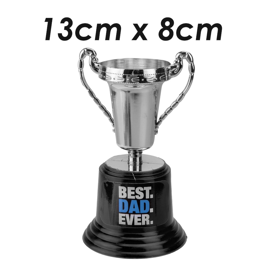 image 1 of vfm-estore Best Dad Trophy Silver 13 cm - Fathers Day & Birthday Gift