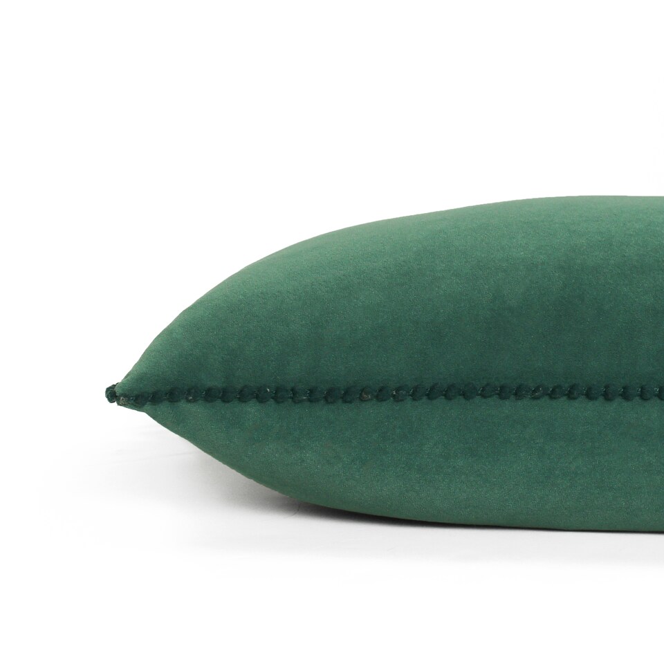 image 1 of Furn Cosmo Velvet Pom-Pom Cushion, Marine Blue, 30 x 50cm