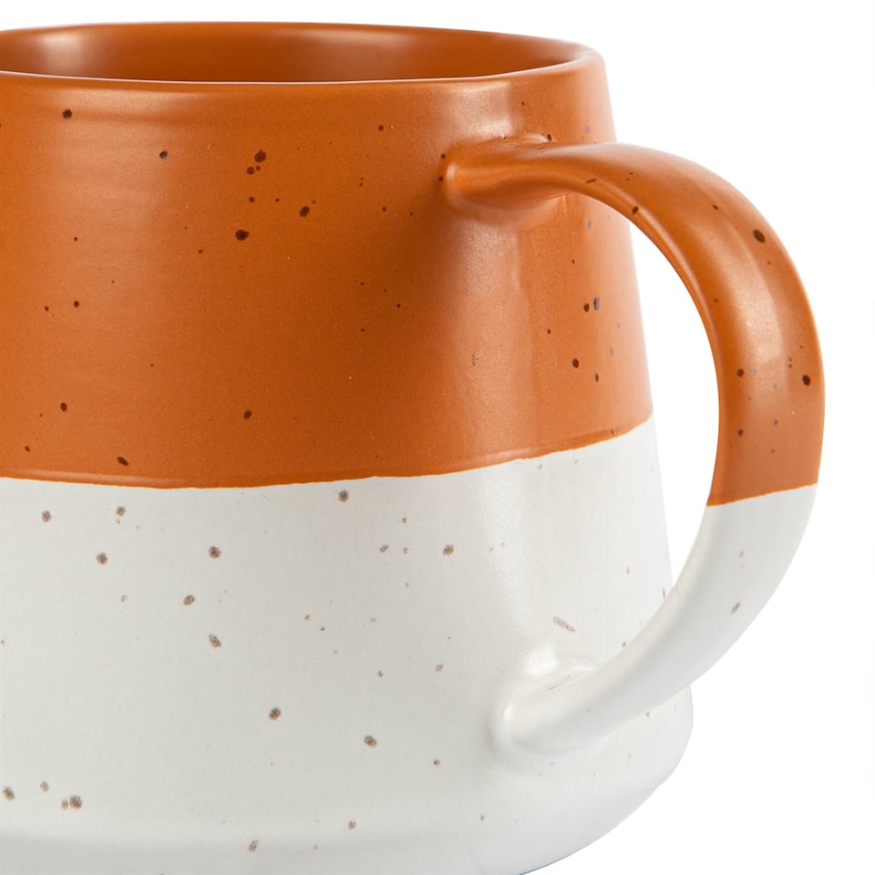 image 1 of Nicola Spring 8 Piece Ceramic Dipped Flecked Plates & Coffee Mugs Set - Burnt Orange