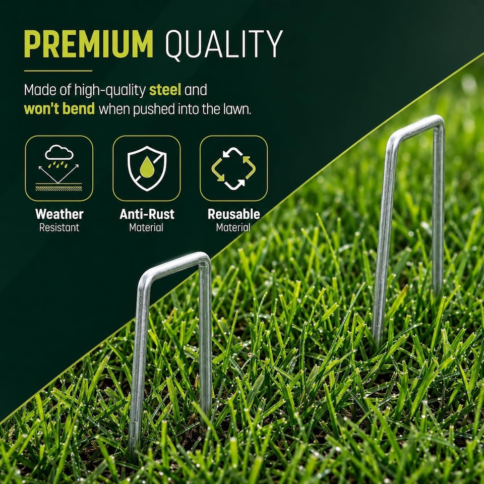 image 1 of Keplin U Shaped Metal Garden Pegs 15cm Galvanised Heavy Duty Ground Stakes