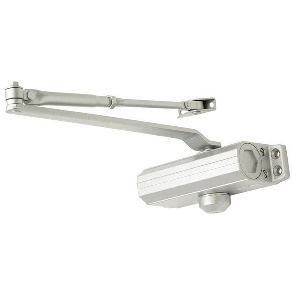 Loops Fixed Power Overhead Door Closer 180 Degree Opening 60kg Doors Silver in Metallics