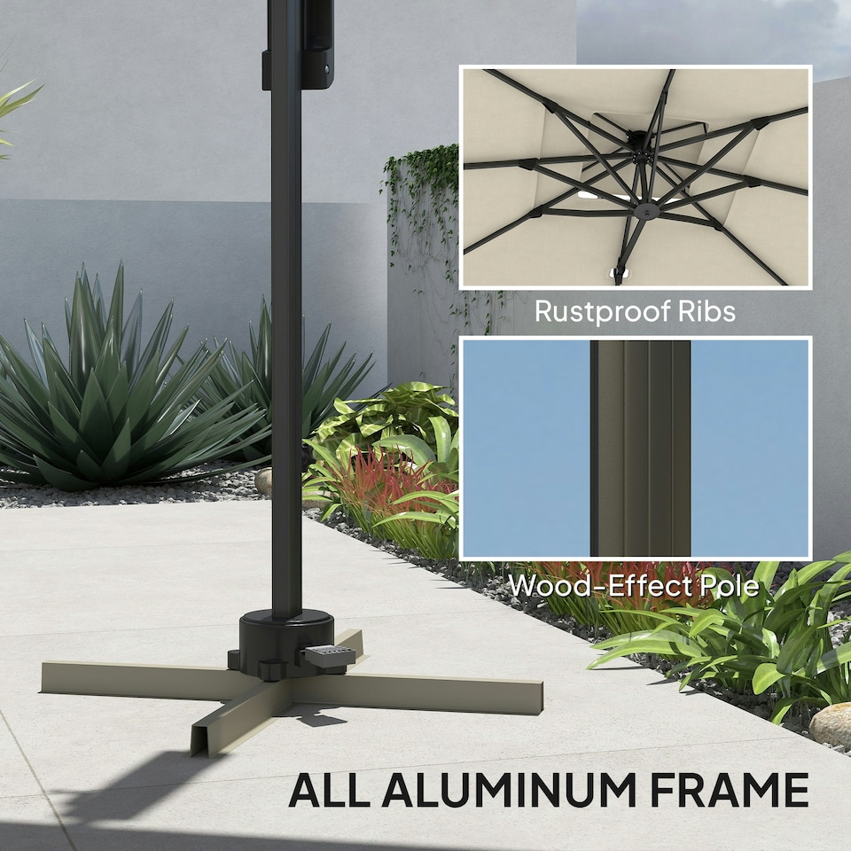 image 1 of Outsunny 3.7 x 2.7 m Cantilever Parasol w/ 360° Rotation, Black