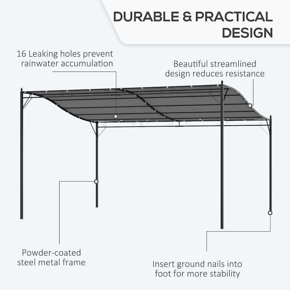 image 1 of Outsunny 4 x 3M Wall Mounted Awning Free Stand Canopy Shade Porch Pergola Cream