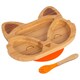 image 1 of Tiny Dining Bamboo Fox Baby Weaning Plate & Fork Set - Orange