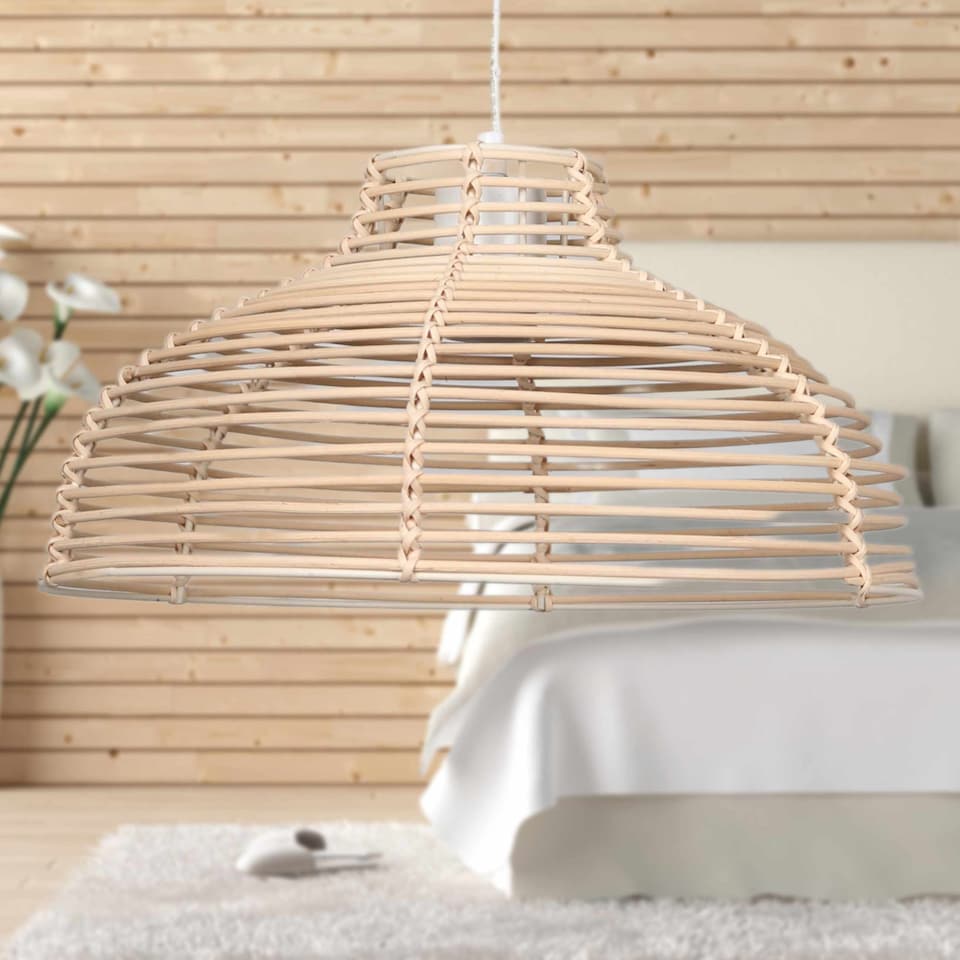 image 1 of Set of 2 Katrina - Rattan Dome Pendant Lightshades | Cream | Large | 2
