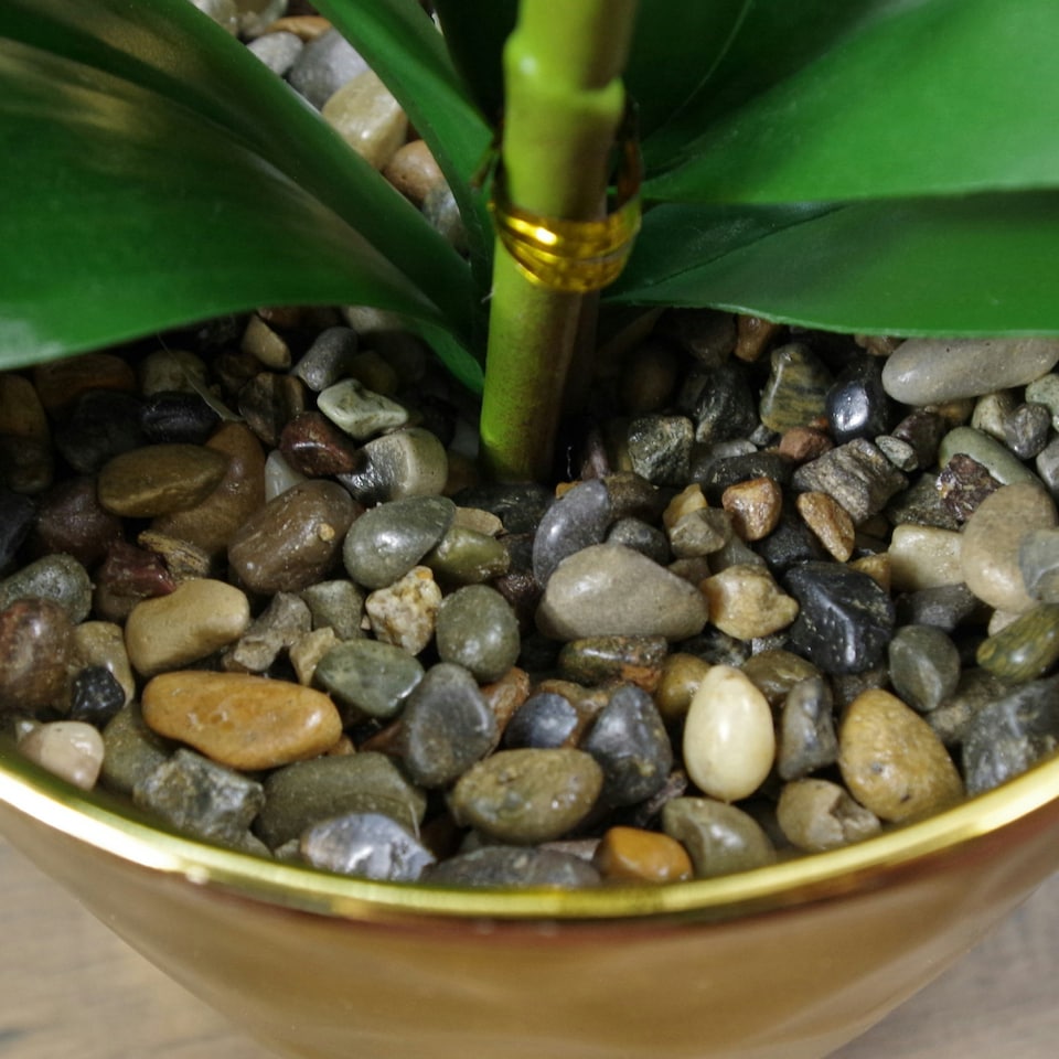 image 1 of Orchid Artificial Red Leopard Gold Pot 50cm Phalaenopsis