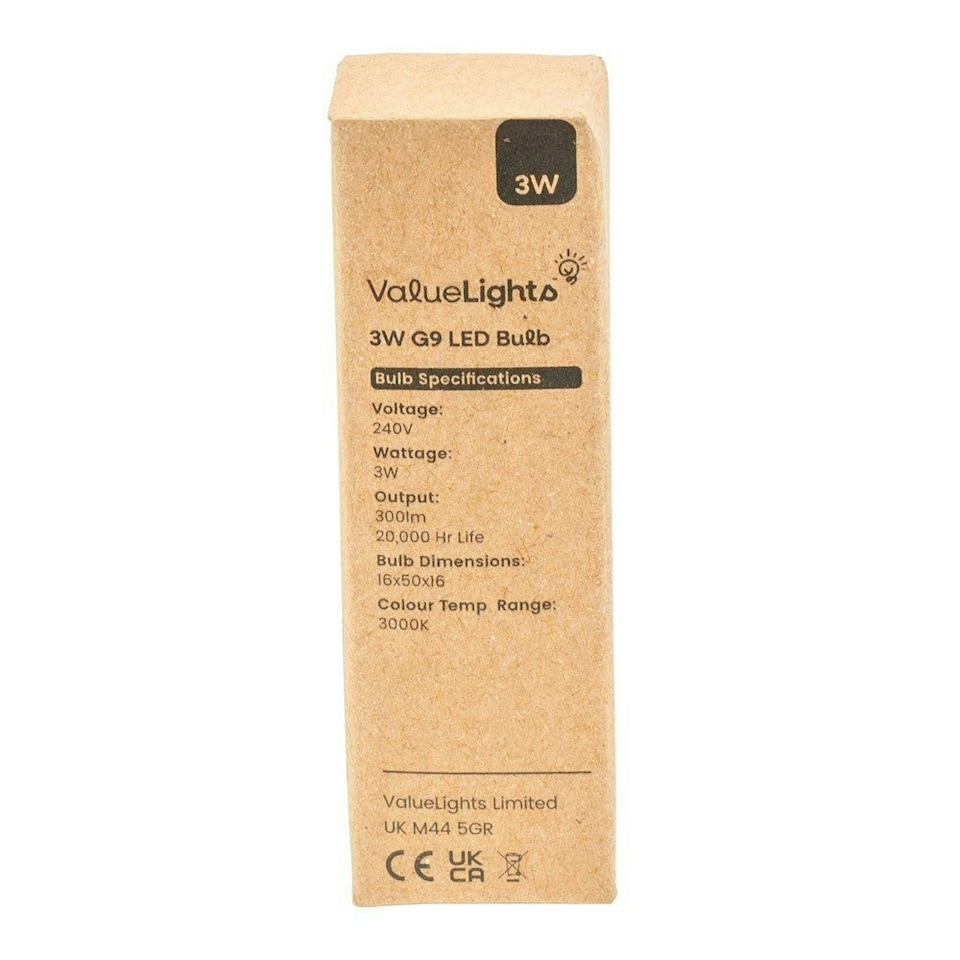 image 1 of ValueLights 3 Pack G9 Clear Plastic Capsule LED 3W Cool White 6500K 300lm Light Bulb