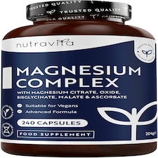 Nutravita Magnesium Supplements 5-in-1 Complex 1146mg - 400mg Elemental Magnesium, Bisglycinate, Citrate, Malate, Oxide, Ascorbate - 240 Capsules