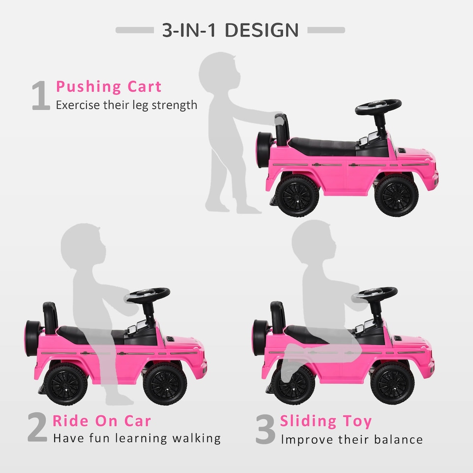 image 1 of HOMCOM Benz G350 Kids Ride on Sliding Car w/ Under Seat Storage No Power Pink