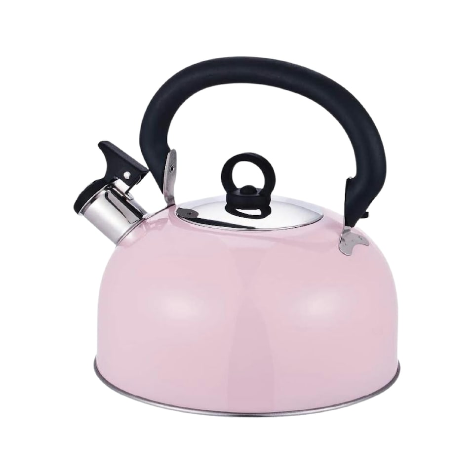 image 1 of Buckingham Stainless Steel Camping Whistling Kettle 2.5 Litre , Baby Pink