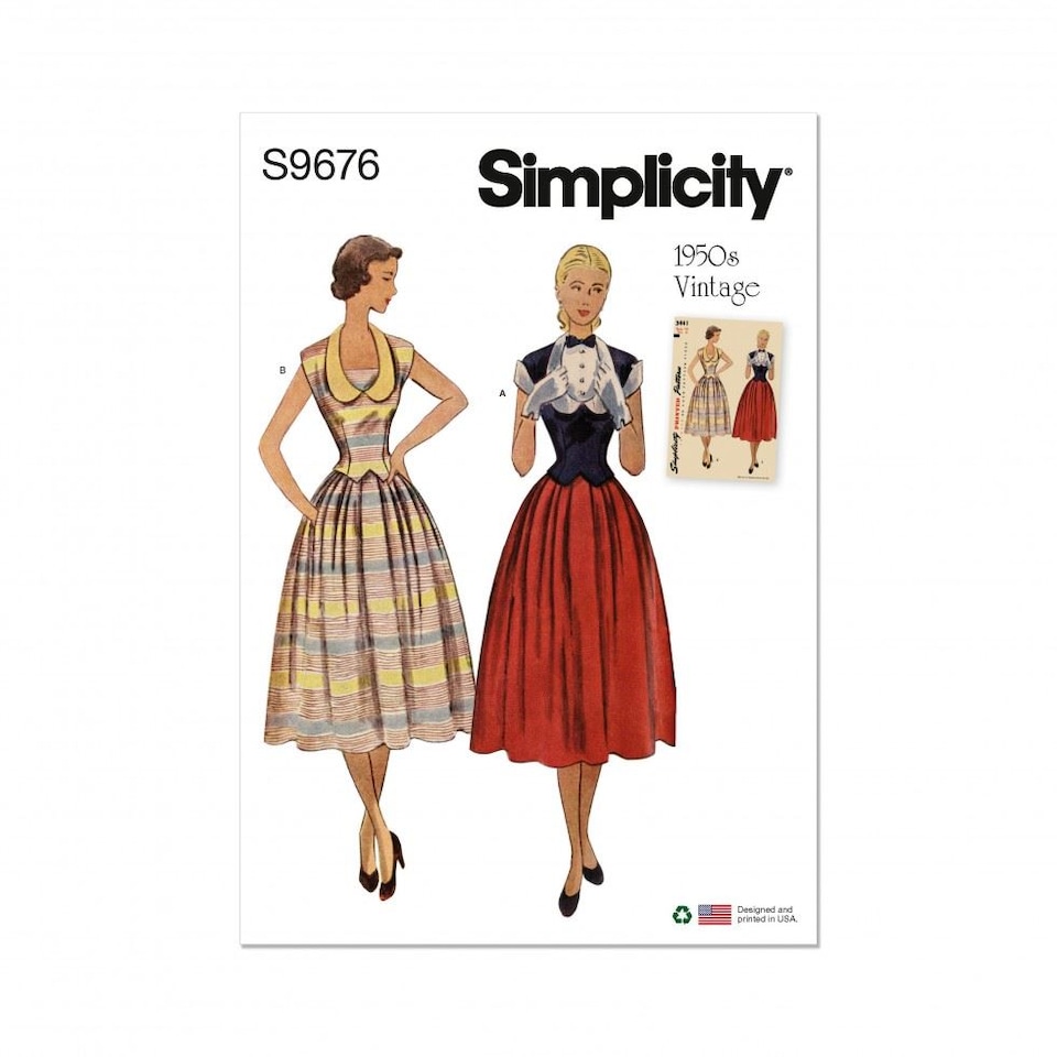 image 1 of Simplicity 9676 Paper Sewing Pattern – Women’s Dresses & Vintage Style, Size H5 (6–8–10–12–14), Intermediate