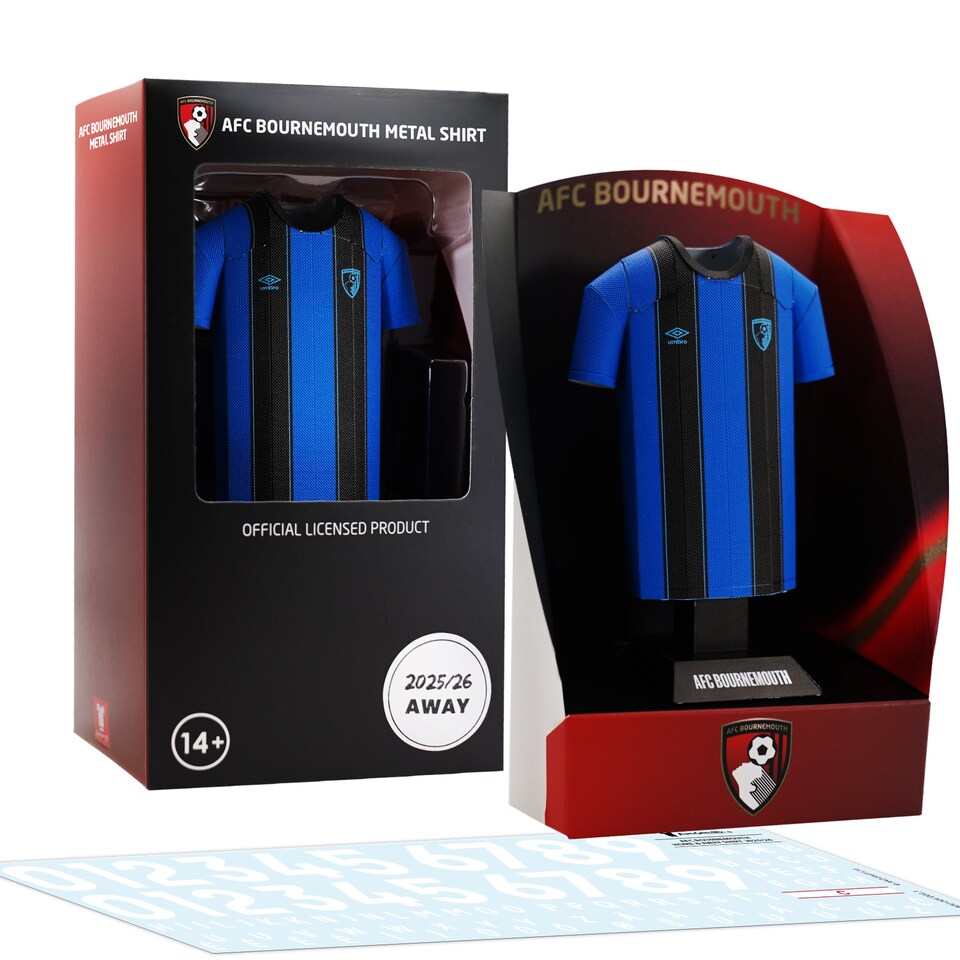image 1 of RadStuff Alloy Metal Football Shirt - AFC Bournemouth Away Kit 2025/26