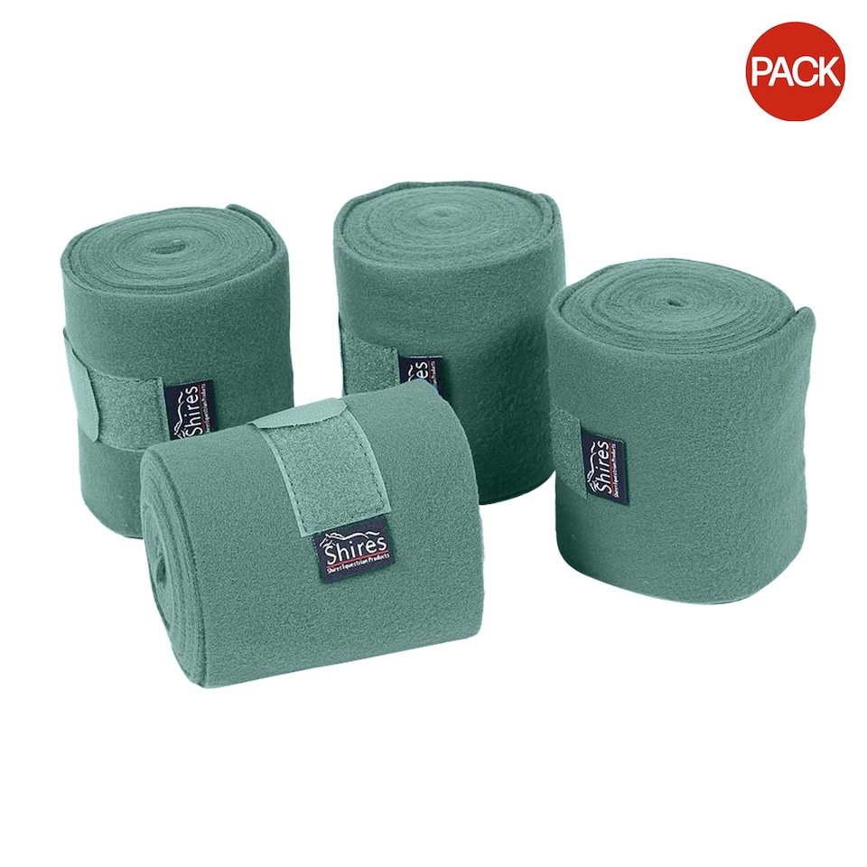 image 1 of Shires Fleece Horse Bandages (Pack of 4) - Green - 11cm x 3m