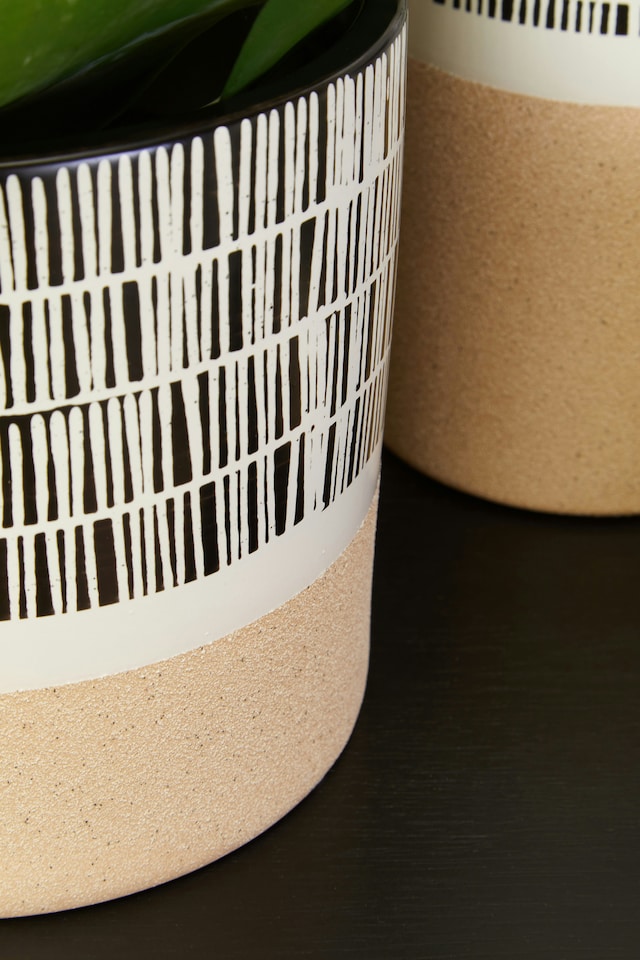 image 1 of Interiors by Premier Large Striped Planter, Ceramic planter For Indoor Plants, Home Décor with Indoor flower pot for Living Room | Multi