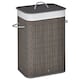 image 1 of HOMCOM Laundry Basket with Flip Lid and String Handles, Collapsible Hamper Removable Lining Board Base Foldable Water-Resistant Dirty Clothes Storage, Grey