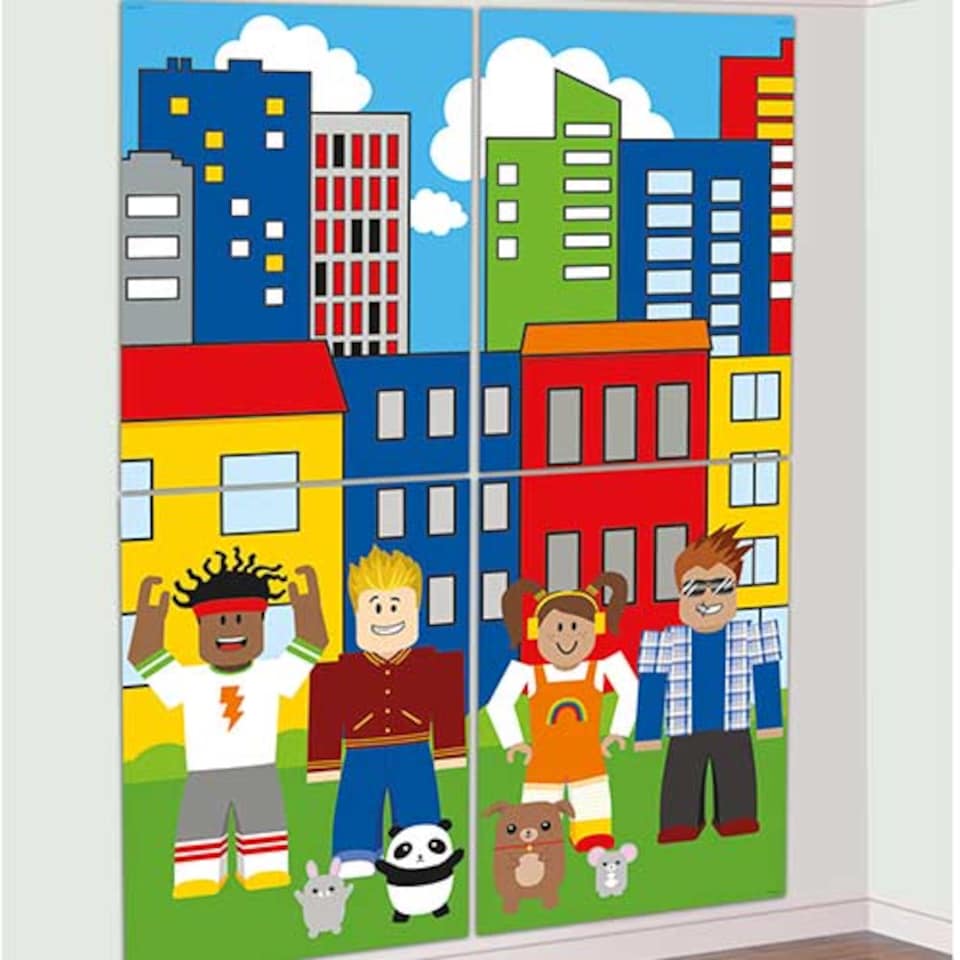 image 1 of Party Town Backdrop Scene Setters With Photo Booth Props Kit