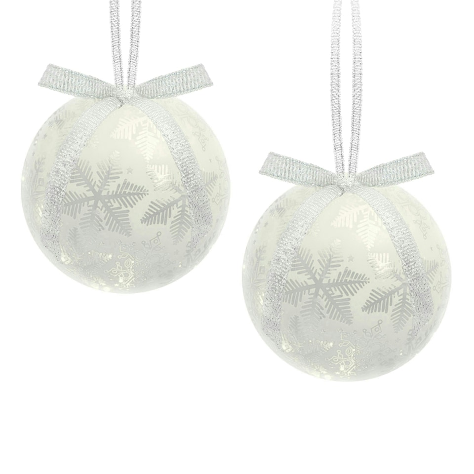 image 1 of The Christmas Workshop Set of 14 Christmas Baubles - Snowflake Design