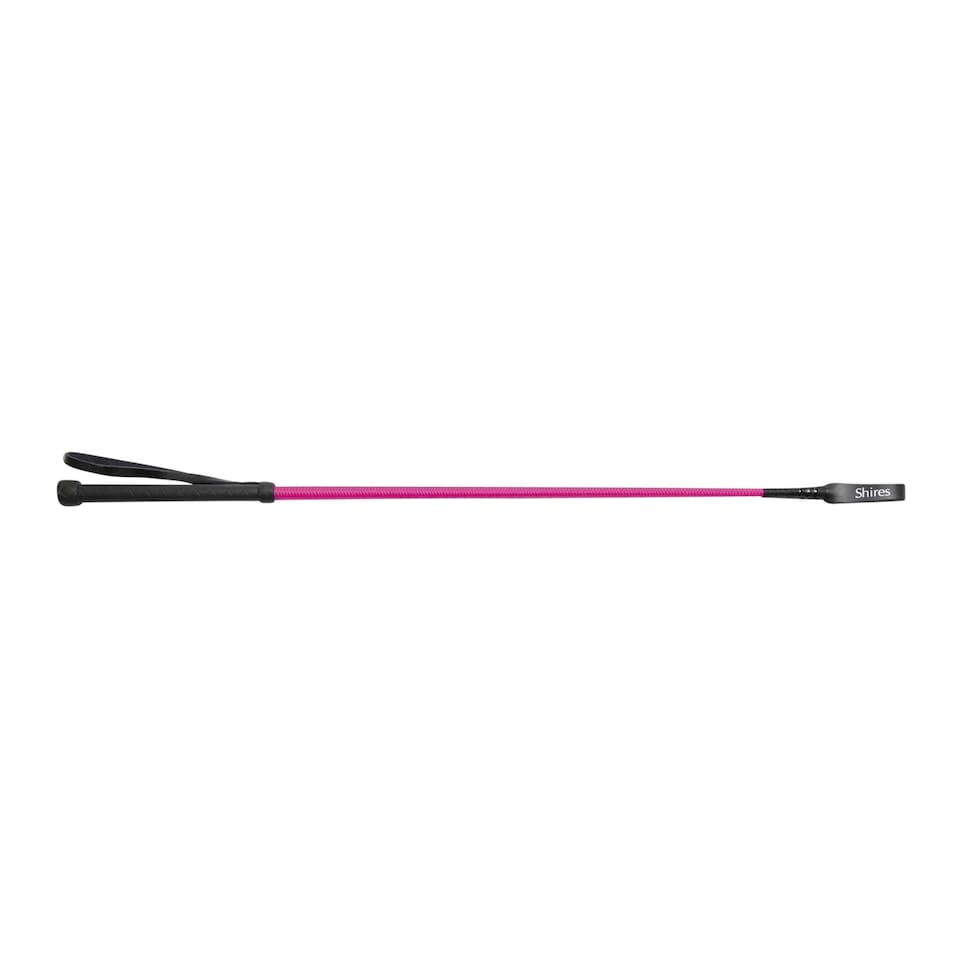 image 1 of Shires Childrens/Kids Thread Stem Leather Horse Riding Whip - Raspberry - 24in