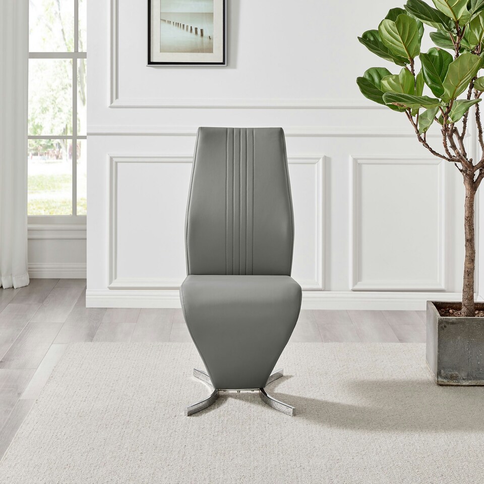 image 1 of Furniturebox 2x Willow Elephant Grey Faux Leather Chrome 'Z' Dining Chairs