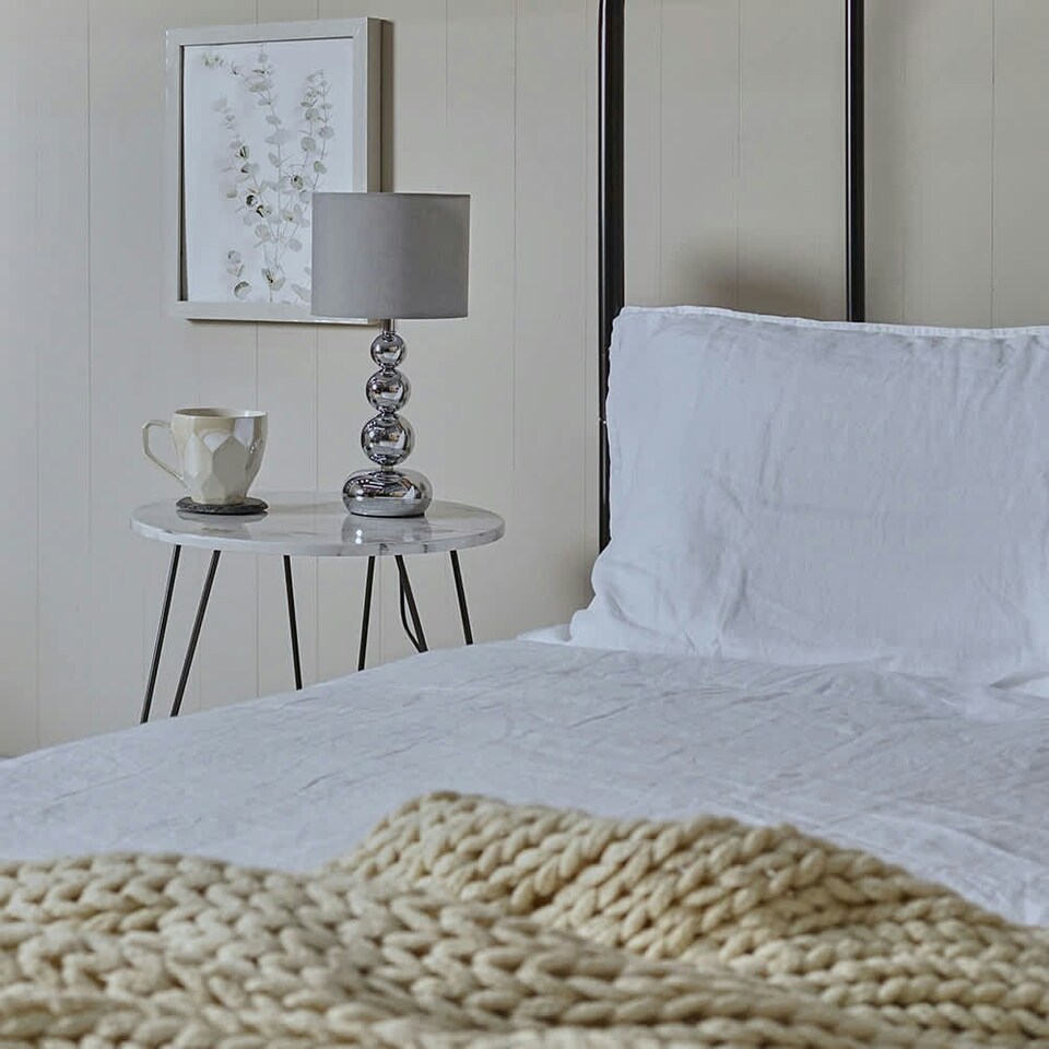 image 1 of ValueLights Chrome Table Lamp With Grey Faux Silk Shade | Chrome