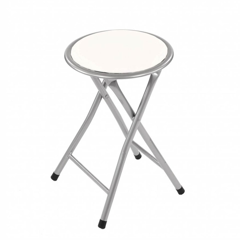 image 1 of White Padded Folding Breakfast Kitchen Bar Stool Seat | White