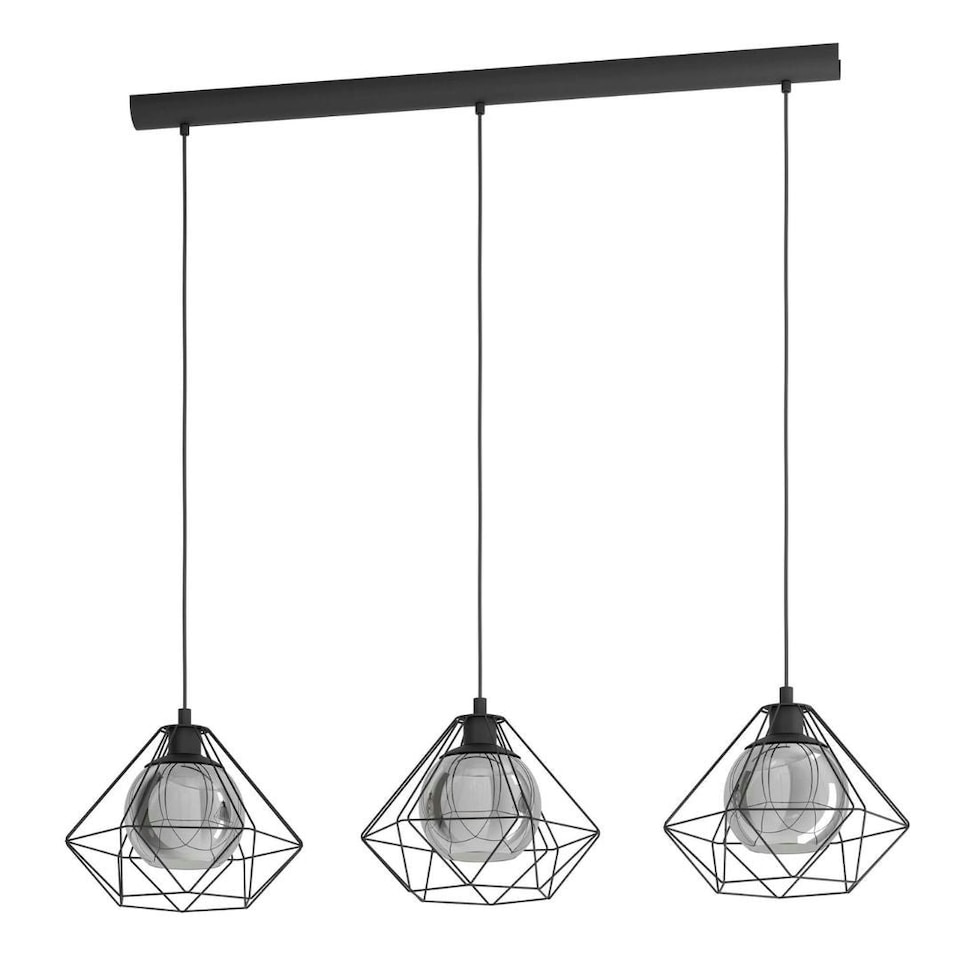 image 1 of Burton 3 Light Black Ceiling Pendant Bar