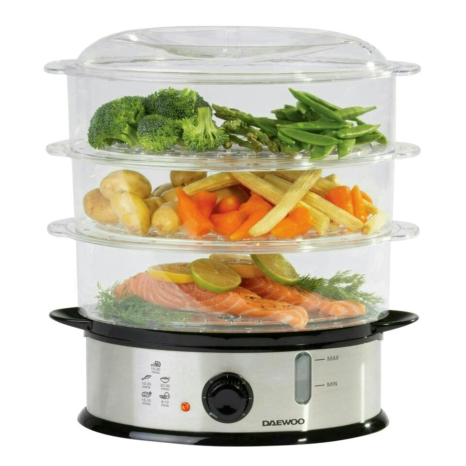 image 1 of Daewoo 9L Capacity, 3 Layer Food Steamer With Rice Bowl