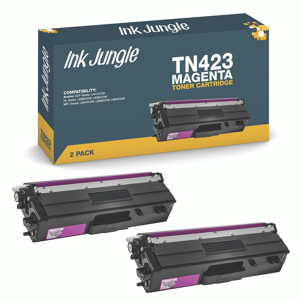image 1 of 2x Compatible Brother TN423 Magenta Toner Cartridges Pink