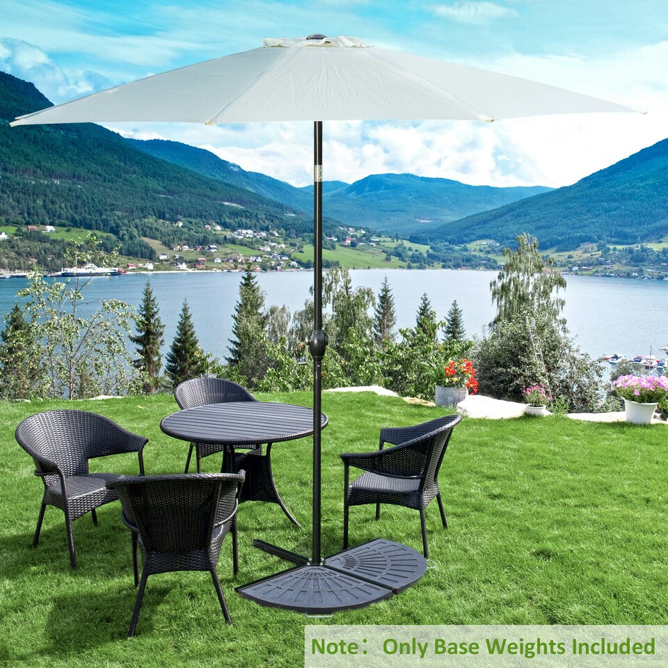 image 1 of Outsunny 2pc Flabelliform Parasol Base Resin Umbrella Weights w/ Handles Bronze
