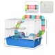 image 4 of PawHut Hamster Cage w/ Tubes Exercise Wheel, Water Bottle, Food Dish -  Blue
