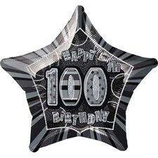 Black Glitz Age 100 Happy Birthday Prismatic Foil Helium Balloon 51cm / 20 in