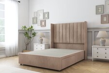 Sloomy Falcon Mink Naples Divan Bed Base No Drawers With 54 Inch Wingback Headboard | Brown | Mink | Single | 1