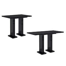 Compact Dining Table Extendable 120-160cm Black Gloss Extending Top Pillar Pedestal Leg 6-8 Seater - Gia Pro