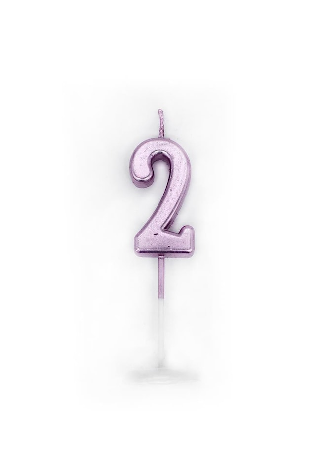 image 1 of Pink Number 2 Cake Candle | Pink