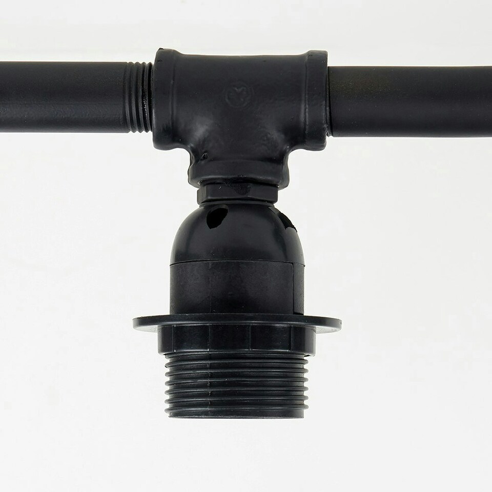 image 1 of ValueLights Industrial Steampunk Style 5 Way Satin Black Pipework Bar Ceiling Light