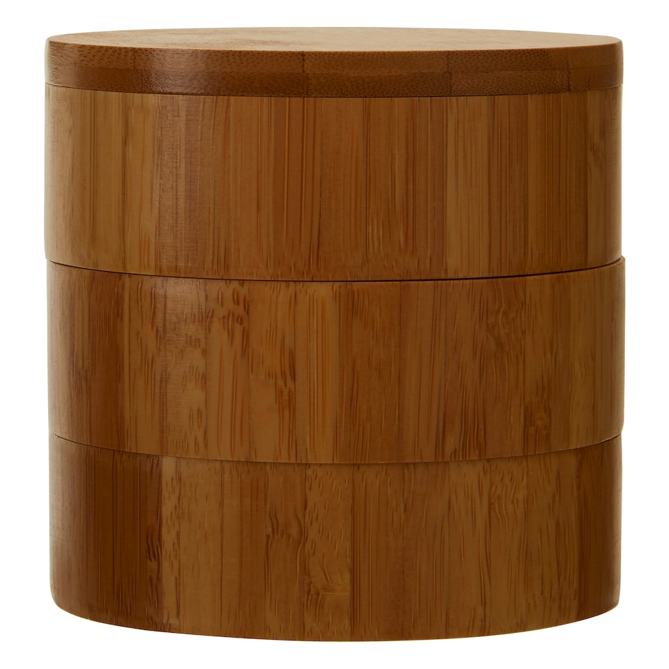 image 1 of Bessan Bamboo Natural Cylindrical Storage Set Brown