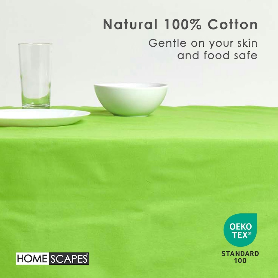 image 1 of Homescapes Lime Green Tablecloth - 178 x 300 cm | Green