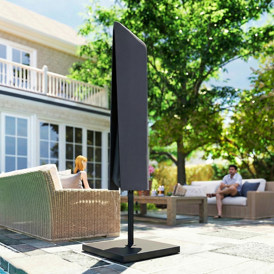 image 1 of Outsunny Garden Parasol Cover for 2-4.6m Umbrella Protector,Dark Grey