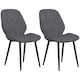 image 1 of HOMCOM Dining Chairs Set of 2 Upholstered Kitchen Chairs w/ Metal Legs Grey