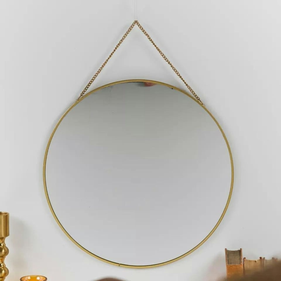 image 1 of 30cm Gold or Black Round Hanging Wall Mirror | Black | 1