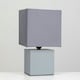 image 2 of ValueLights Cubbie Grey Cube Design Touch Dimmer Bedside Table Lamp with Grey Fabric Light Shade and LED Candle Bulb In Warm White