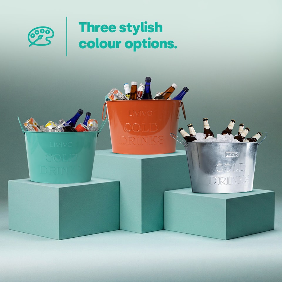 image 1 of Galvanised Steel Drinks Bucket - Turquoise