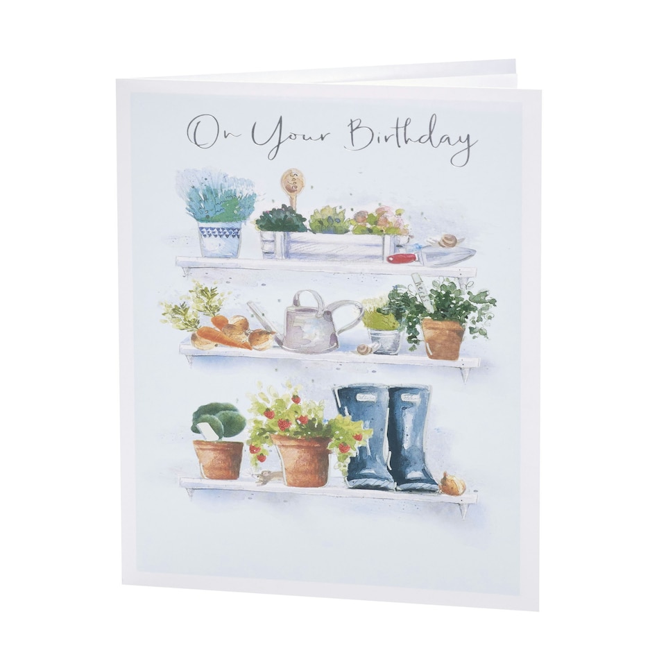 image 1 of Birthday Card - Garden Shed Shelves
