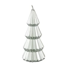 Metallic Silver Christmas Tree Candle 17cm